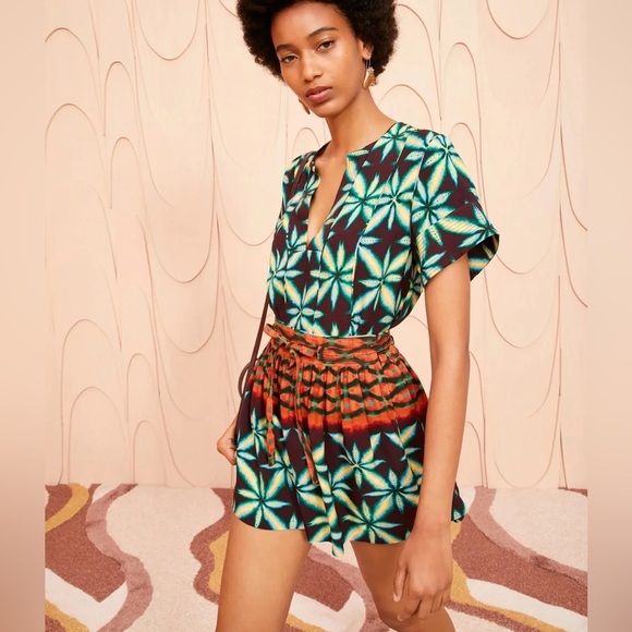 NWT Ulla Johnson Rosie Short Sleeve Top/Clementine Shorts Olivinite Coord Set 0 - Picture 3 of 12